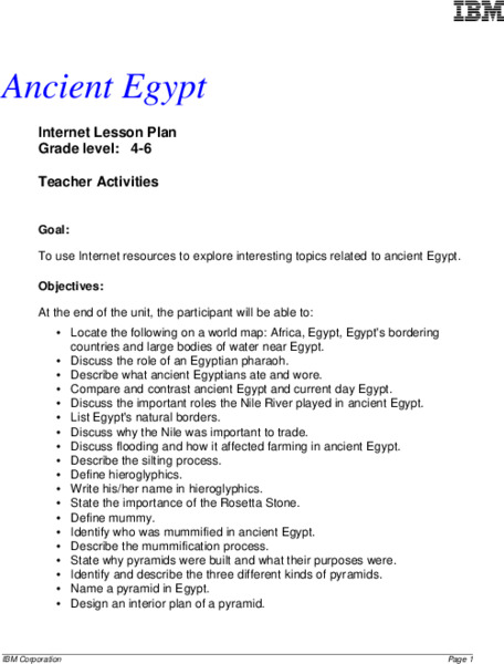 Ancient Egypt Lesson Plan