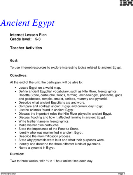 Ancient Egypt Lesson Plan