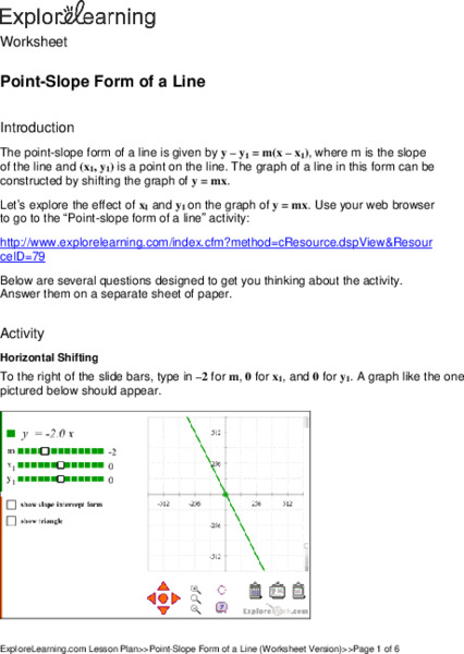 Point-Slope Form of a Line Lesson Plan