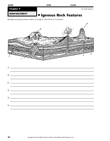 Igneous Rock Features Worksheet