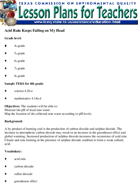 Acid Rain Keeps Falling on My Head Lesson Plan