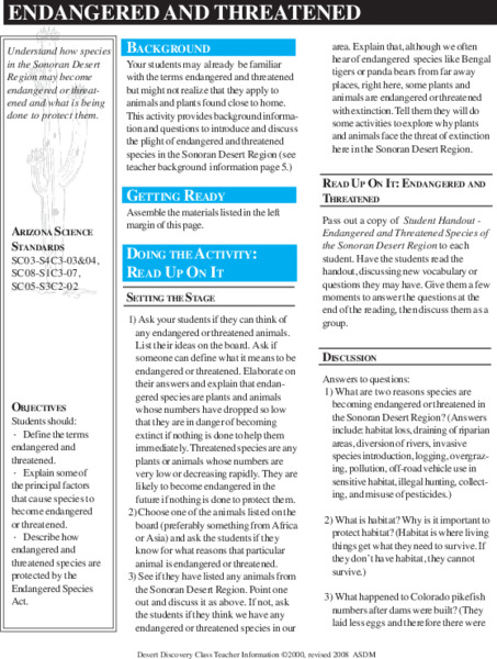 Endangered Species Lesson Plan