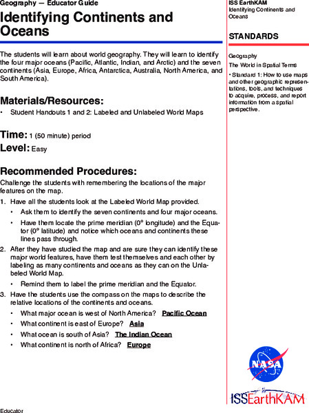 Identifying Continents and Oceans Lesson Plan