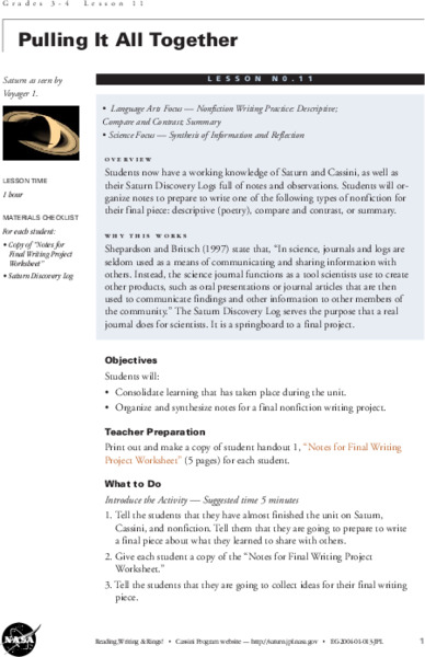 Putting It All Together Lesson Plan