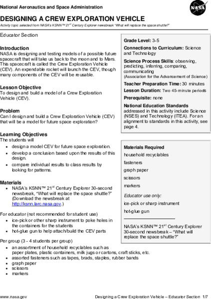 Designing a Crew Exploration Vehicle Lesson Plan