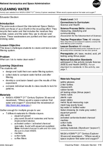 Cleaning Water Lesson Plan