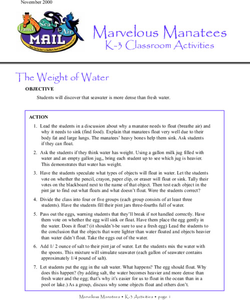 The Weight of Water Lesson Plan