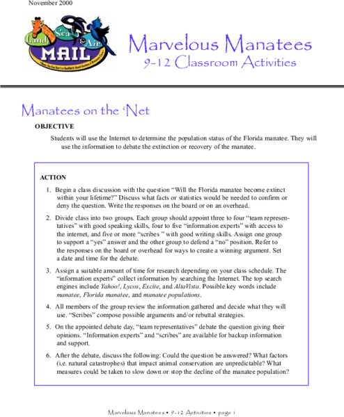 Marvelous Manatees Lesson Plan