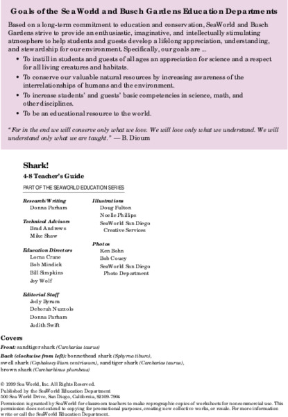 Shark! Lesson Plan