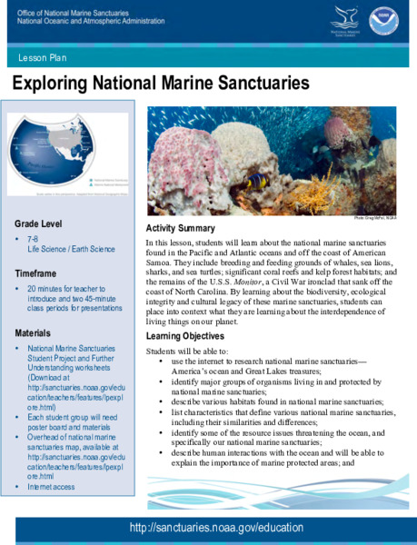 Exploring National Marine Sanctuaries Lesson Plan