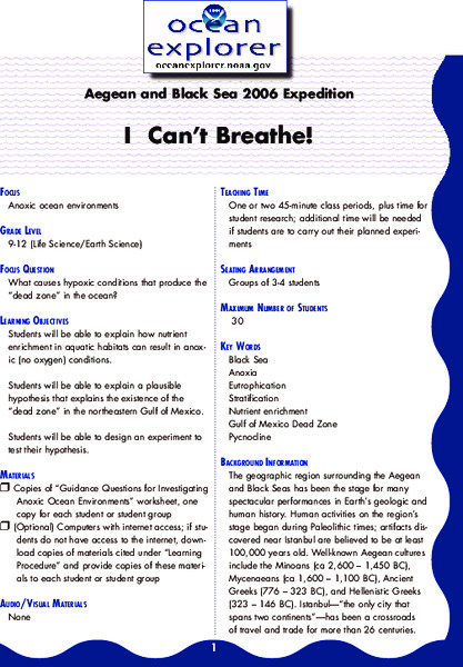 I Can't Breathe! Lesson Plan