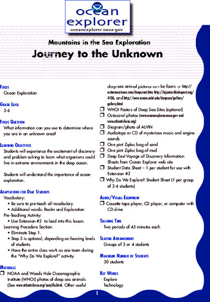 Journey to the Unknown Lesson Plan