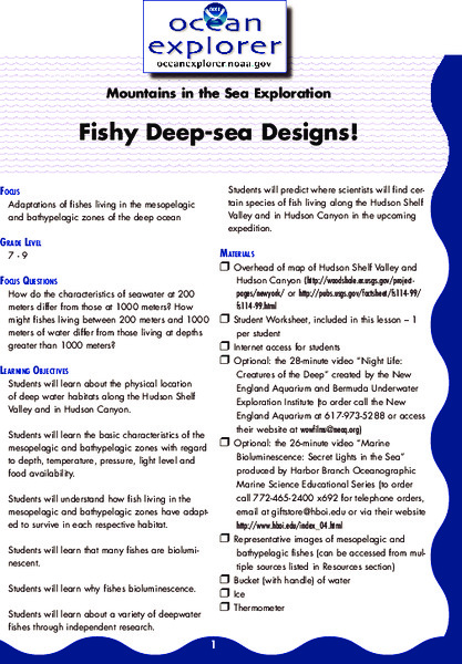 Fishy Deep-sea Designs! Lesson Plan