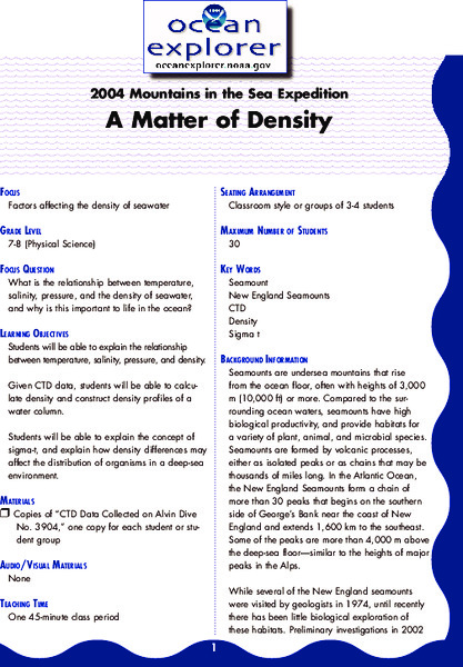 A Matter of Density Lesson Plan