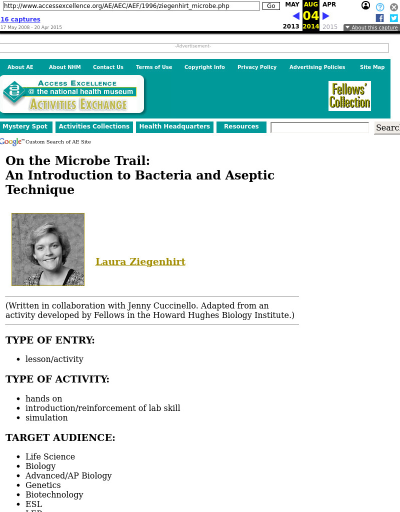 On the Microbe Trail: An Introduction to Bacteria and Aseptic Technique Lesson Plan