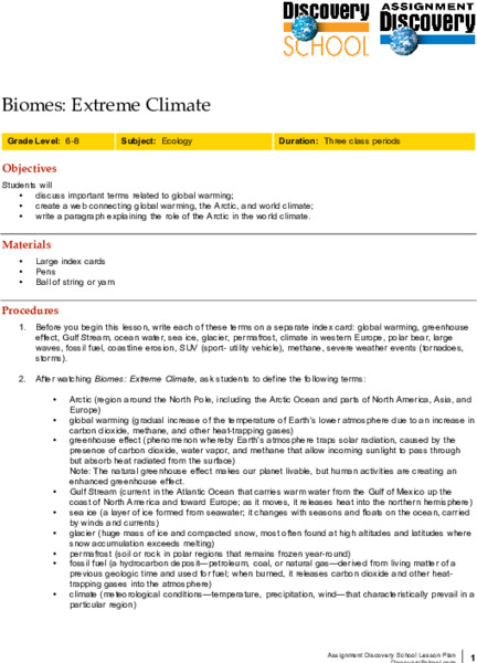 Biomes: Extreme Climate Lesson Plan