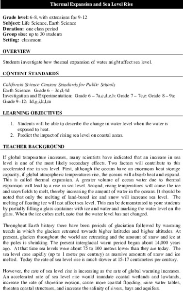 Thermal Expansion Lesson Plan