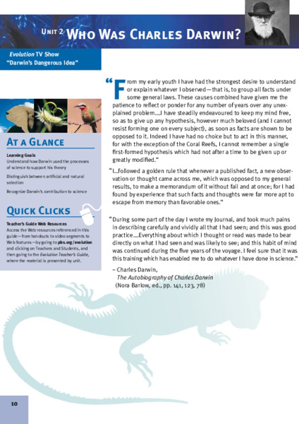 Who Was Charles Darwin? Lesson Plan