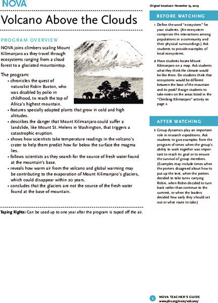 Volcano Above the Clouds Lesson Plan