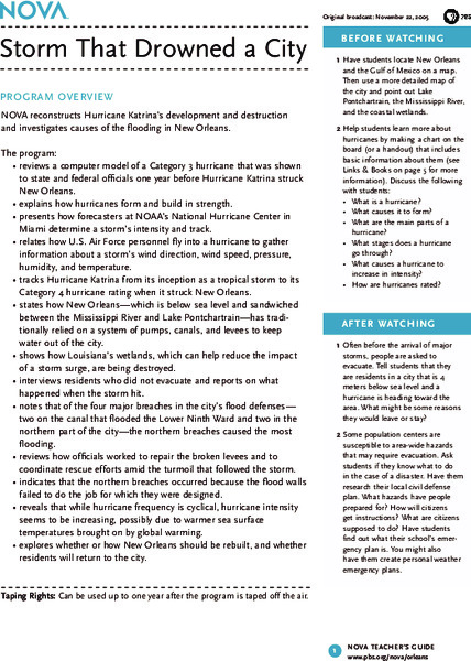 Storm That Drowned a City Lesson Plan