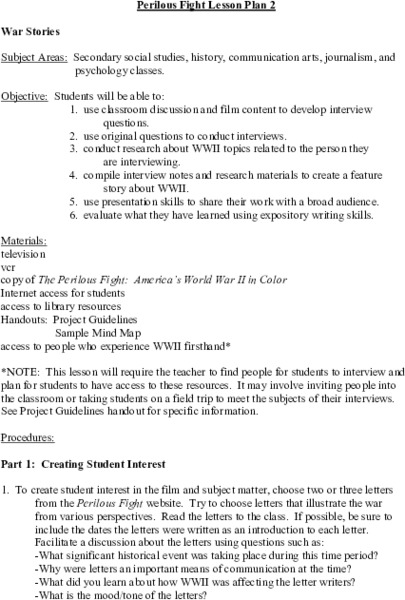 War Stories Lesson Plan