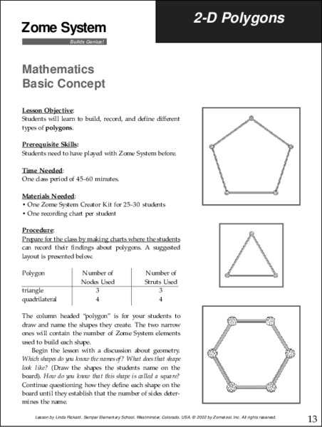 2-D polygons Lesson Plan