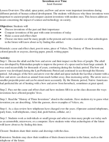 Inventions over Time Lesson Plan