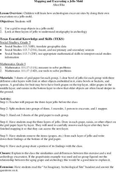 Mapping and Excavating a Jello Mold Lesson Plan