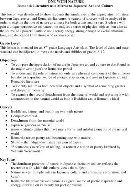 One With Nature Lesson Plan