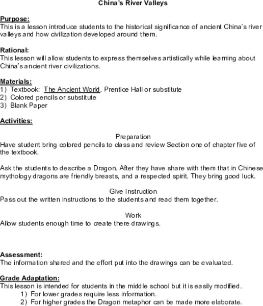 China's River Valleys Lesson Plan