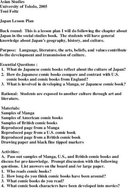 Japanese Culture Lesson Plan