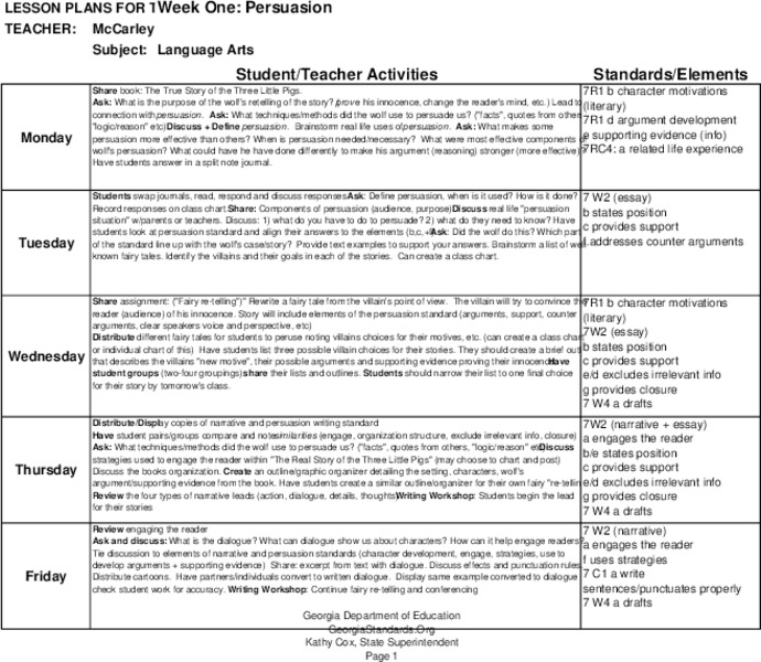 Persuasion Lesson Plan