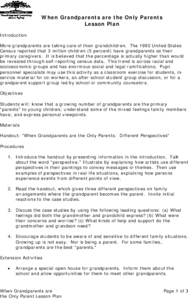 When Grandparents Are The Only Parents Lesson Plan