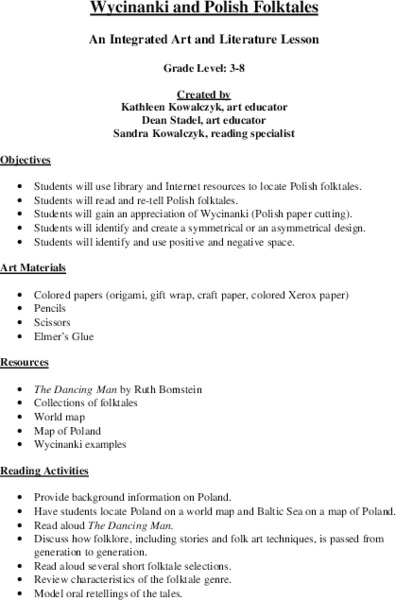 Wycinanki and Polish Folktales Lesson Plan