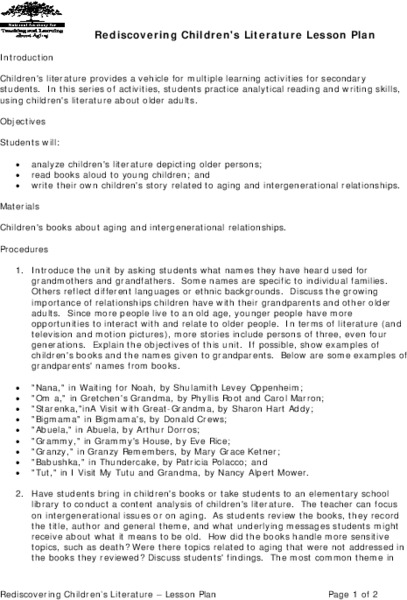 Rediscovering Children's Literature Lesson Plan