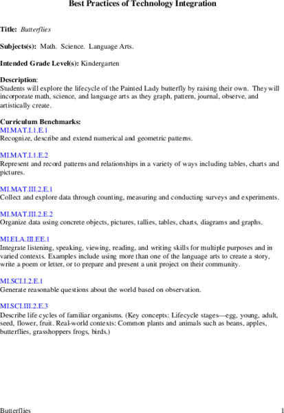 Butterflies Lesson Plan