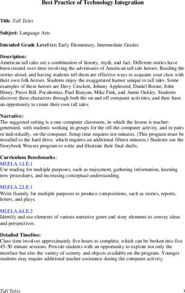 Tall Tales Lesson Plan