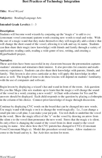 Word Wizard Lesson Plan