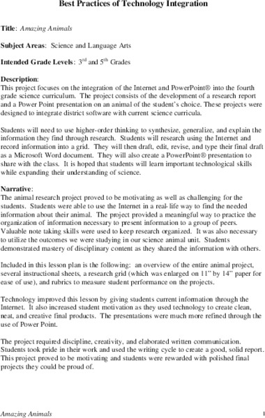 Amazing Animals Lesson Plan