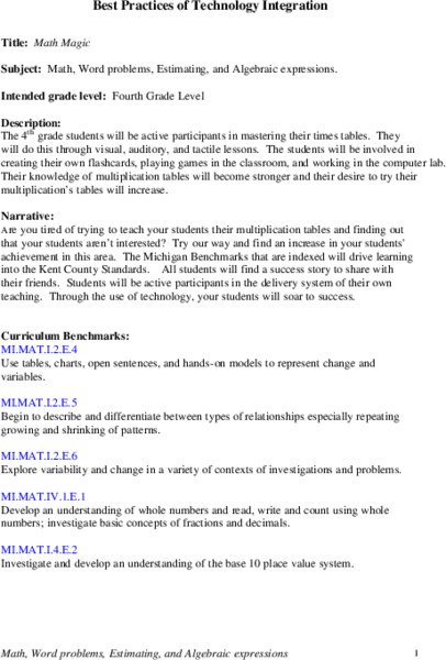 Math Magic Lesson Plan