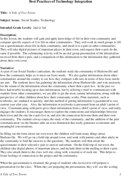 A Tale of Two Towns Lesson Plan