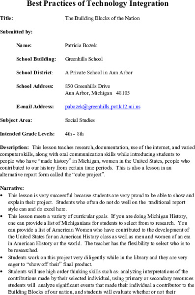 The Building Blocks of the Nation Lesson Plan