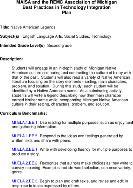 Native American Legends Lesson Plan