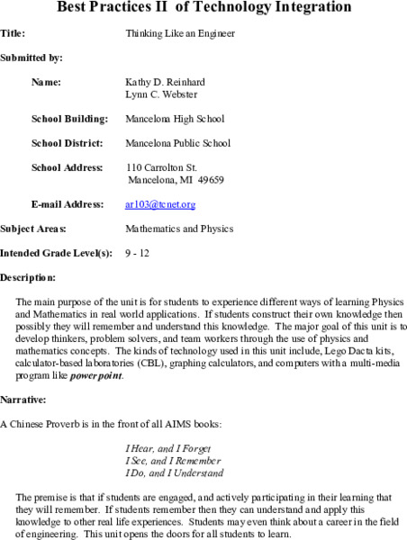 Thinking Like An Engineer Lesson Plan