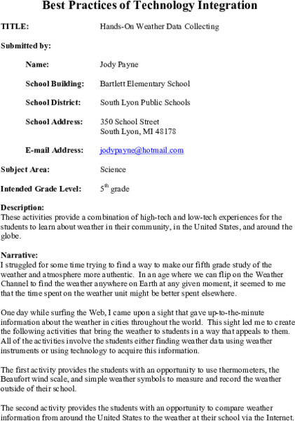 Hands-On Weather Data Collecting Lesson Plan