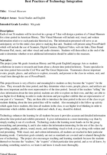 Virtual Museum Lesson Plan