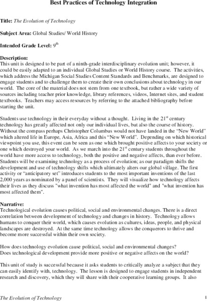 The Evolution of Technology Lesson Plan