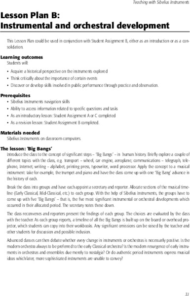 Instrumental And Orchestral Development Lesson Plan