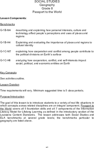 Passport to the World Lesson Plan