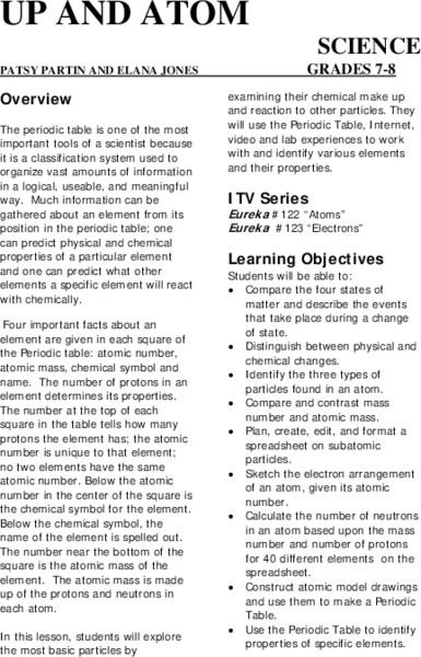 UP AND ATOM Lesson Plan